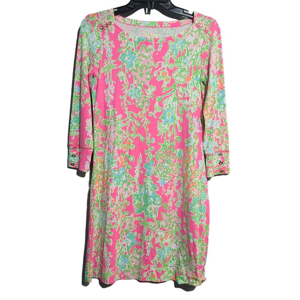 Lilly Pulitzer Sophie Shift Midi Dress XS Pink Southern Charm GUC